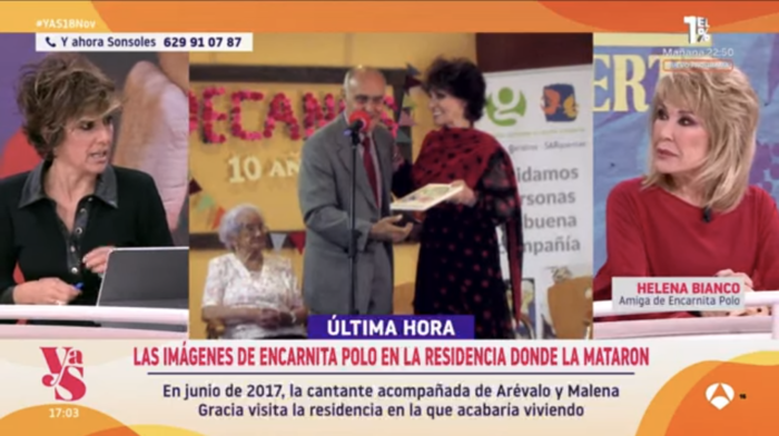 Helena Bianco recuerda a Encarnita Polo en el programa de Sonsoles Ónega